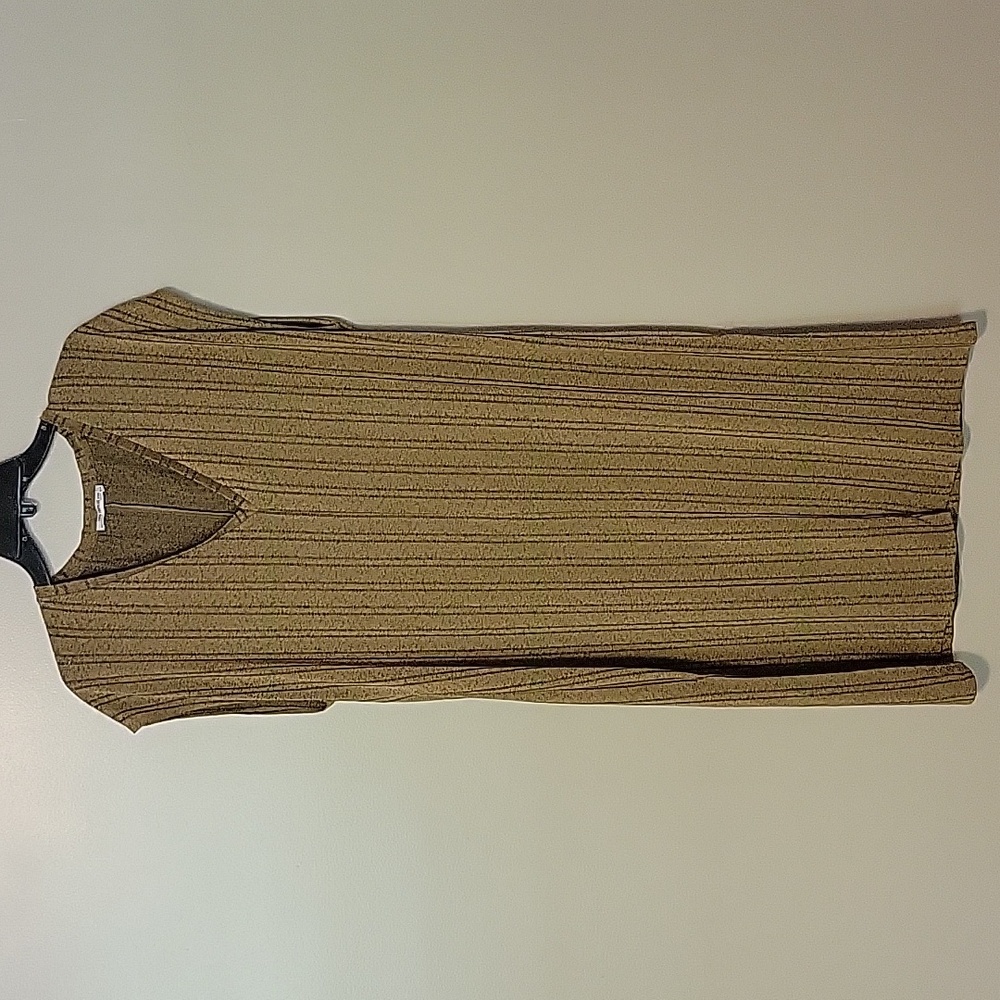 Zara Trafaluc Women's Shift Dress Size Small Mustard Yellow Stretch Stri…